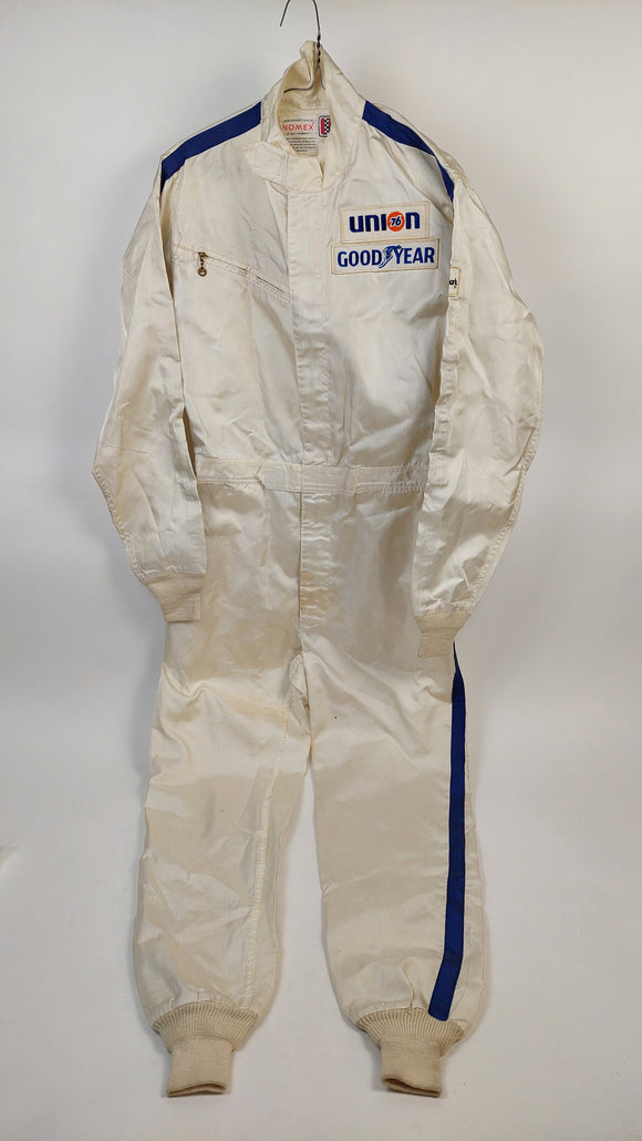 Johnny Rutherford's Goodyear Union 76 Racemark Uniform NASCAR tire test Size 40. From the Private Collection of Johnny Rutherford.