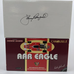 1973 Johncock Eagle Carousel 1 Diecast. Box autographed by Johnny Rutherford. From the Private Collection of Johnny Rutherford.