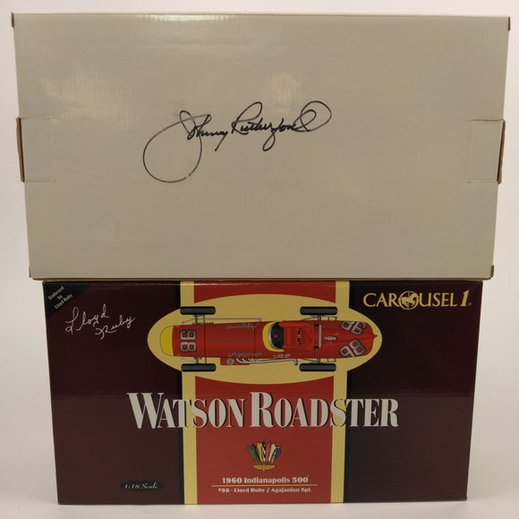 1960 Ruby Watson Carousel 1 Diecast. Box autographed by Johnny Rutherford. From the Private Collection of Johnny Rutherford.