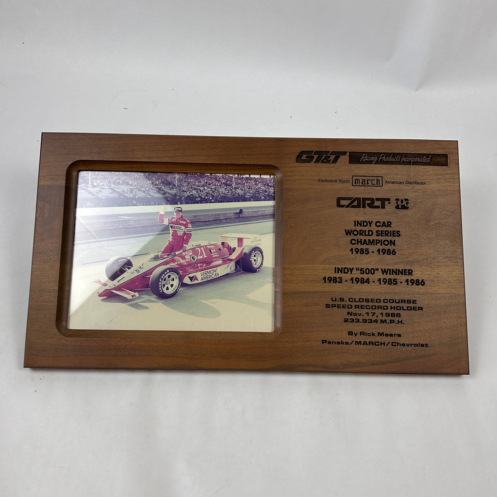 Johnny Rutherford's 1986 Team March Car Manufacture Award Plaque. Vermont America March #21.
