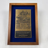 Johnny Rutherford's 25th Anniversary Award Plaque Celebrating the 1977 Indianapolis 500. Presented by the Indianapolis 500 Oldtimers Club in 2002.
