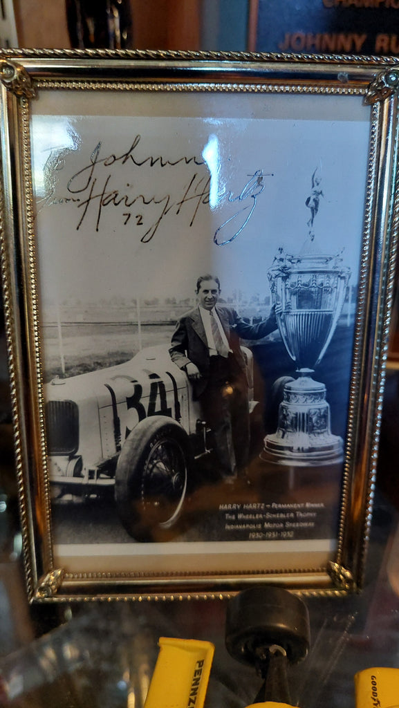 Harry Hartz signed photo. Personalized "To Johnny."