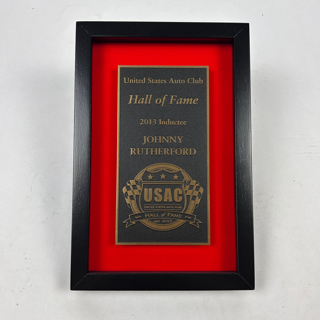Johnny Rutherford's 2013 United States Auto Club USAC Hall of Fame Induction Plaque.