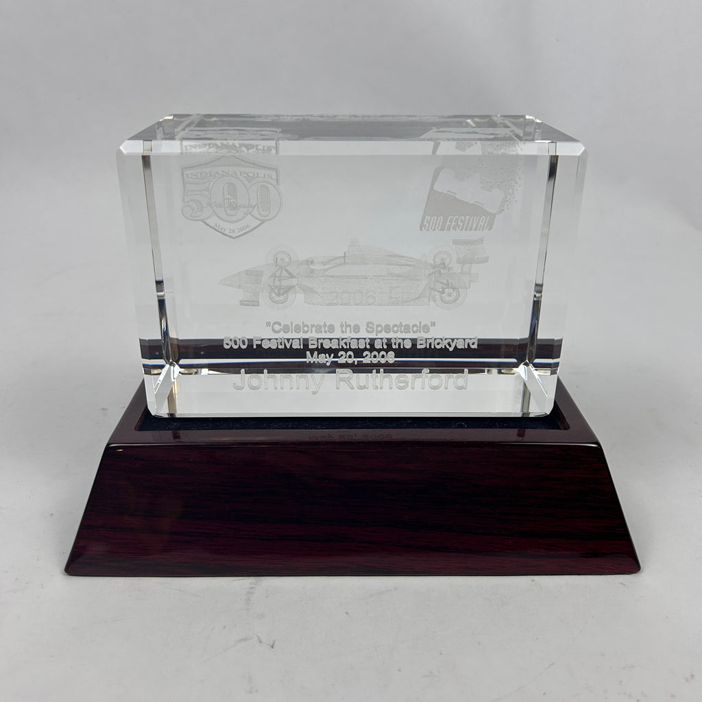 Johnny Rutherford's 500 Festival Breakfast Award. Presented in 2006. Base lights up.