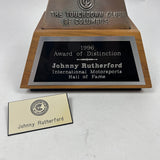 Johnny Rutherford's Award of Distinction International Motorsports Hall of Fame Trophy. Presented by The Touchdown Club of Columbus in 1996.