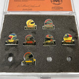 Johnny Rutherford's Michigan Winner Lapel Pin Set 1/300.1981 Pancho Carter1982 Gordon Johncock1983 John Paul Jr.1984 Mario Andretti1985 Emerson Fittipaldi1986 Johnny Rutherford1987 Michael Andretti