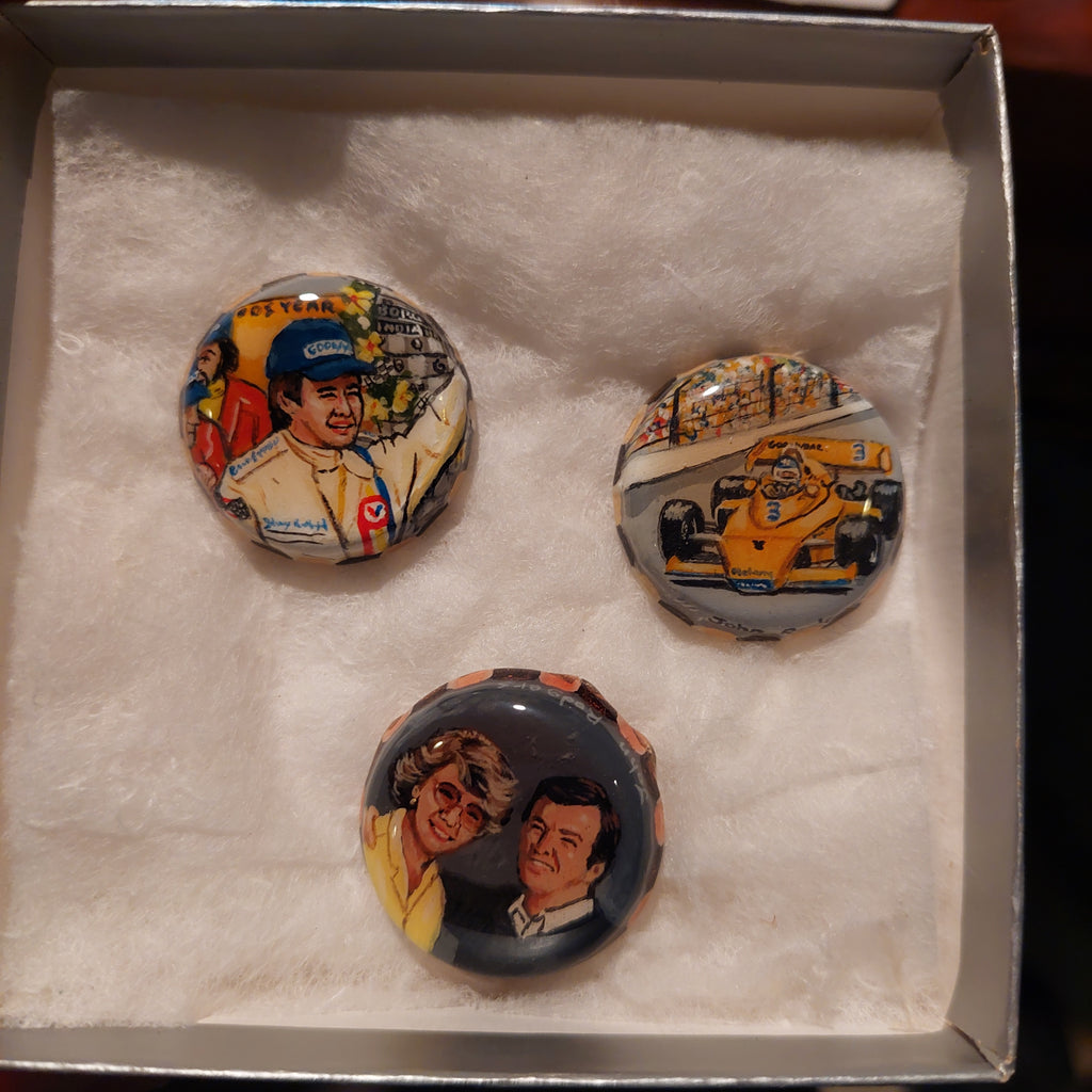 Johnny Rutherford's Lot of 3 Custom painted bottle caps