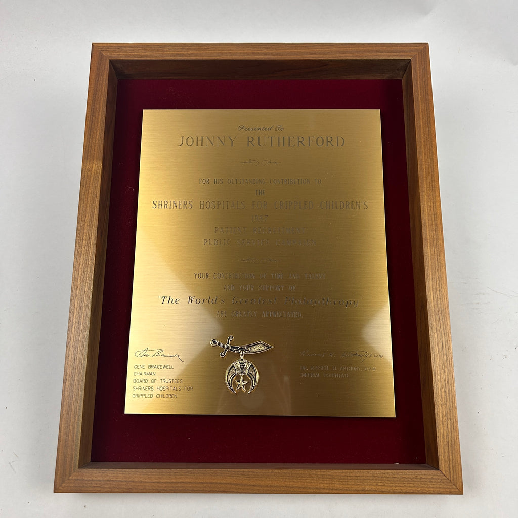 Johnny Rutherford's 1987 Shriner's Award
