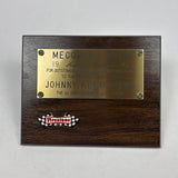 Johnny Rutherford's Award of Excellence Plaque. Presented by Mecom and Kalb in 1981.