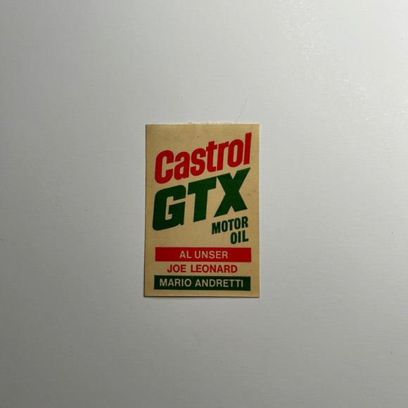 Original Castrol GTX Moto Oil Al Unser Joe Leonard Mario Andretti Decal