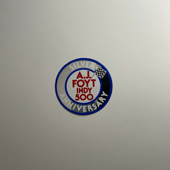 Original A.J. Foyt Indy 500 Silver Anniversary Metallic Circle Decal