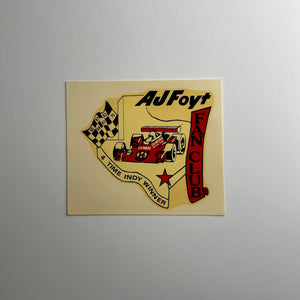 Original A.J. Foyt 4 Time Indy Winner Fan Club Waterslide Decal