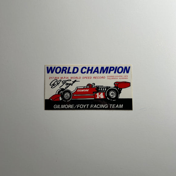 Original A.J. Foyt World Champion World Record Decal