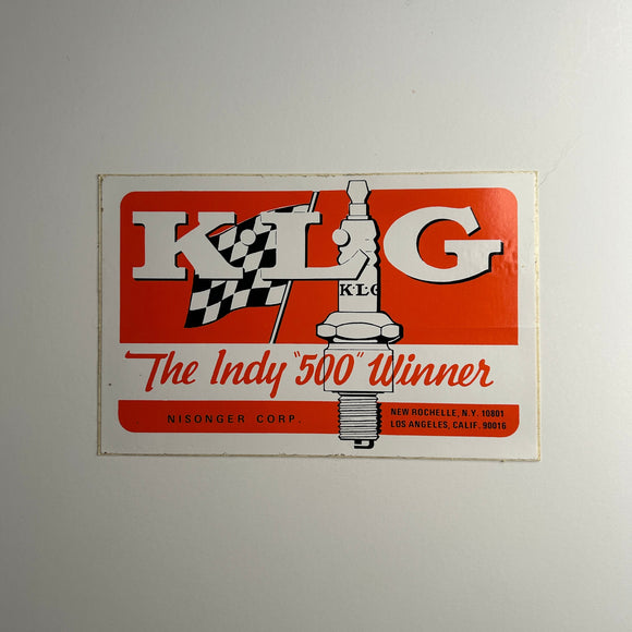 Original K.L.G. The Indy 500 Winner Decal