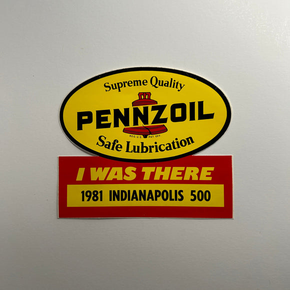 Original I was There 1981 Indianapolis 500 Pennzoil Decal