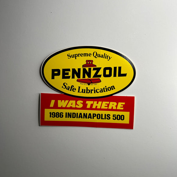 Original I was There 1986 Indianapolis 500 Pennzoil Decal