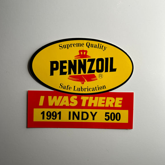 Original I was There 1991 Indianapolis 500 Pennzoil Decal