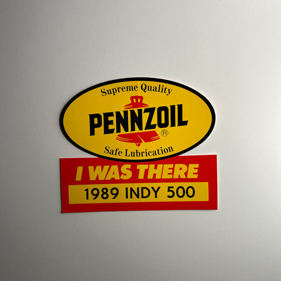 Original I was There 1989 Indianapolis 500 Pennzoil Decal