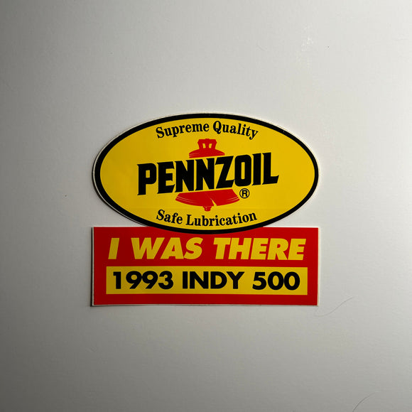 Original I was There 1993 Indianapolis 500 Pennzoil Decal