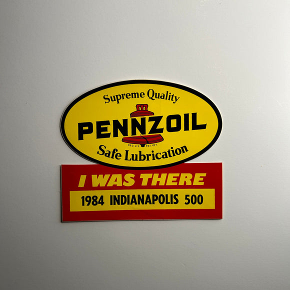 Original I was There 1984 Indianapolis 500 Pennzoil Decal