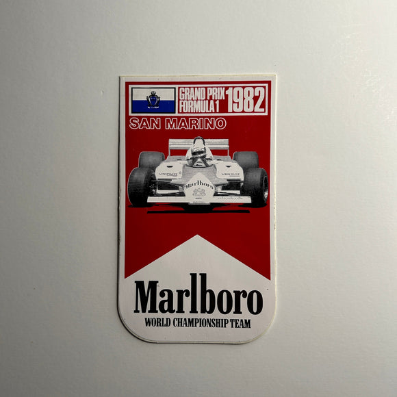 Original Marlboro 1982 Grand Prix Formula 1 San Marino World Championship Team Decal