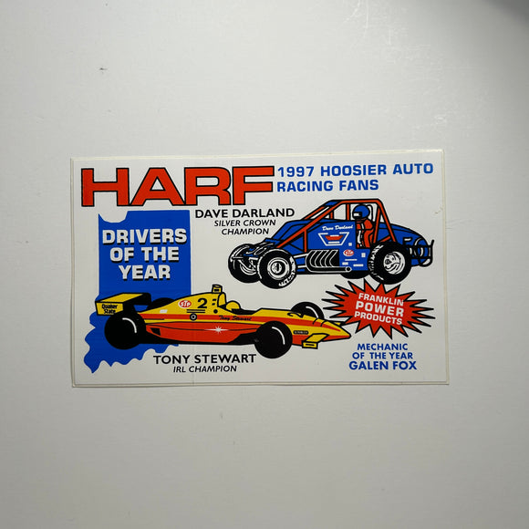 Original HARF Dave Darland Tony Stewart 1997 Driver of the Year Decal