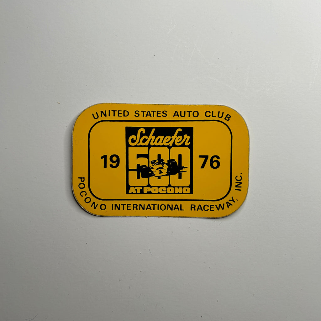 Original United States Auto Club Schaefer 500 at Pocono 1976 Rectangle Decal