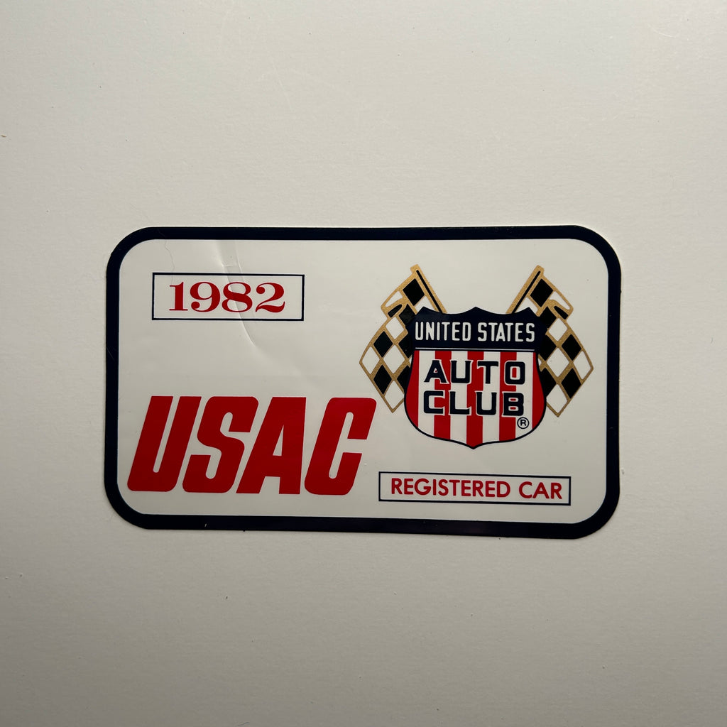 Original USAC United States Auto Club 1982 USAC Registered Car Decal