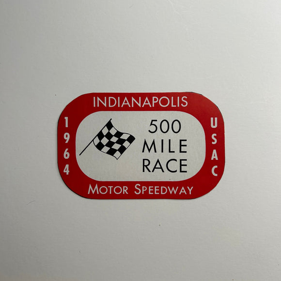 Original 1964 Indy 500 Mile Race Rectangle Decal