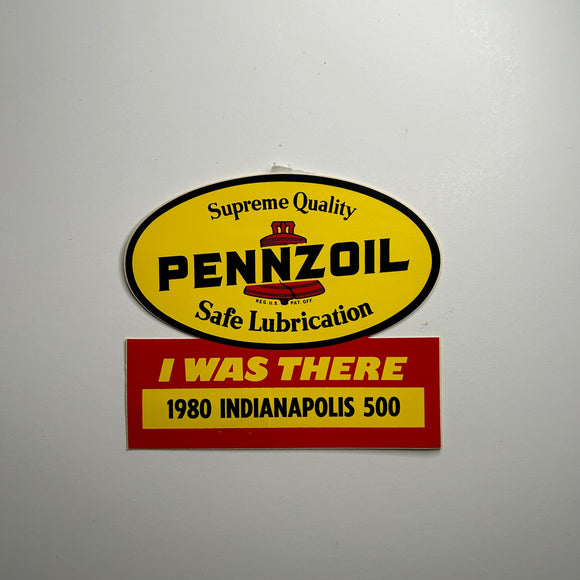 Original I was There 1980 Indianapolis 500 Pennzoil Decal