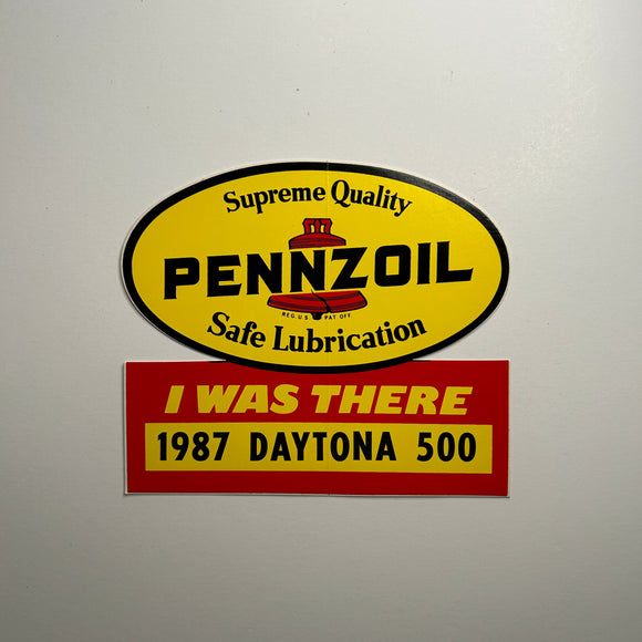 Original I was There 1987 Daytona 500 Pennzoil Decal