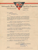 Indy Letter January 2, 1935 and envelope. To Mr. Cultice from Pop Myers.