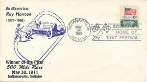 Indy envelope In  Memoriuam Ray Harroun, 1968