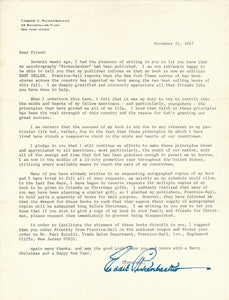 Eddie Rickenbacker signed letter Nov 1968