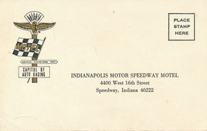 Indianapolis Motor Speedway Motel Reservation request post card