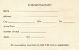 Indianapolis Motor Speedway Motel Reservation request post card