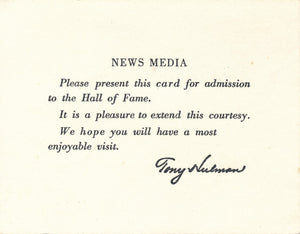 News Media pass to the Indy Hall of Fame Museum