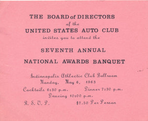 Invitation to the USAC 7th annual National Awards Banquet, May 1963