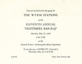 WFBM invitation to the "Oldtimers Bar-B-Q" at the Indy 500 control tower 1969