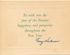 Happy Holidays card from Tony Hulman, owner of the Indy race track, small stain