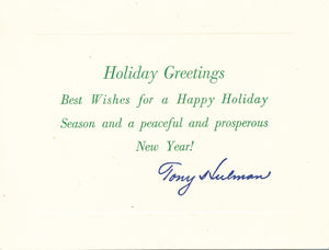 Happy Holidays card from Tony Hulman, owner of the Indy race track