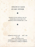 Dinner Program - Speedway Race Award Dinner June 1948, Indianapolis Athletic Club