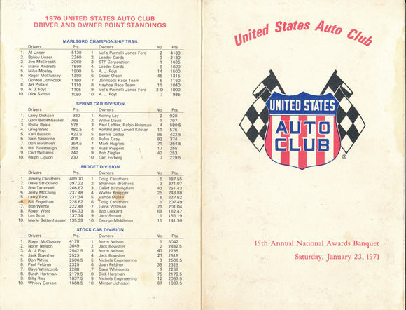 USAC 15th Annual National Awards Banquet, Jan 1971