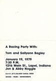 Invitation to meet USAC Rookie of the Year Tom Bagley, Jan 1979