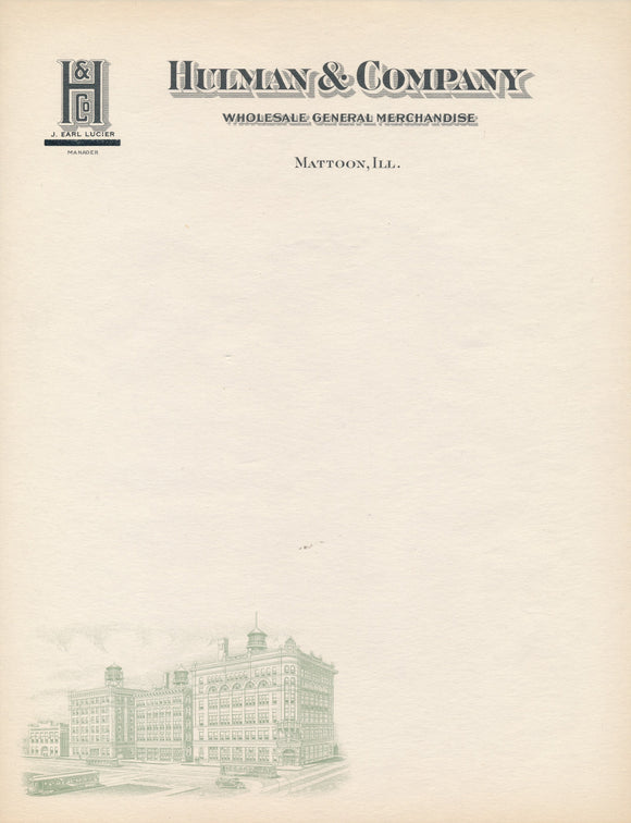 Hulman & Company Wholesale General Merchandise Letterhead - J. Earl Lucier Manager