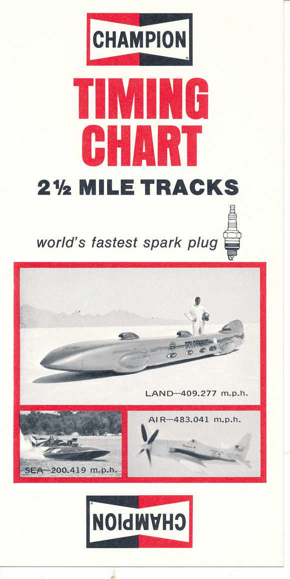 Timing Chart 2 1/2 Mile Track Indy Champion Spark Plug