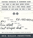 Business Card, Joe Creek, Cameraman, Dick Wallen Productions, Arcadia, California