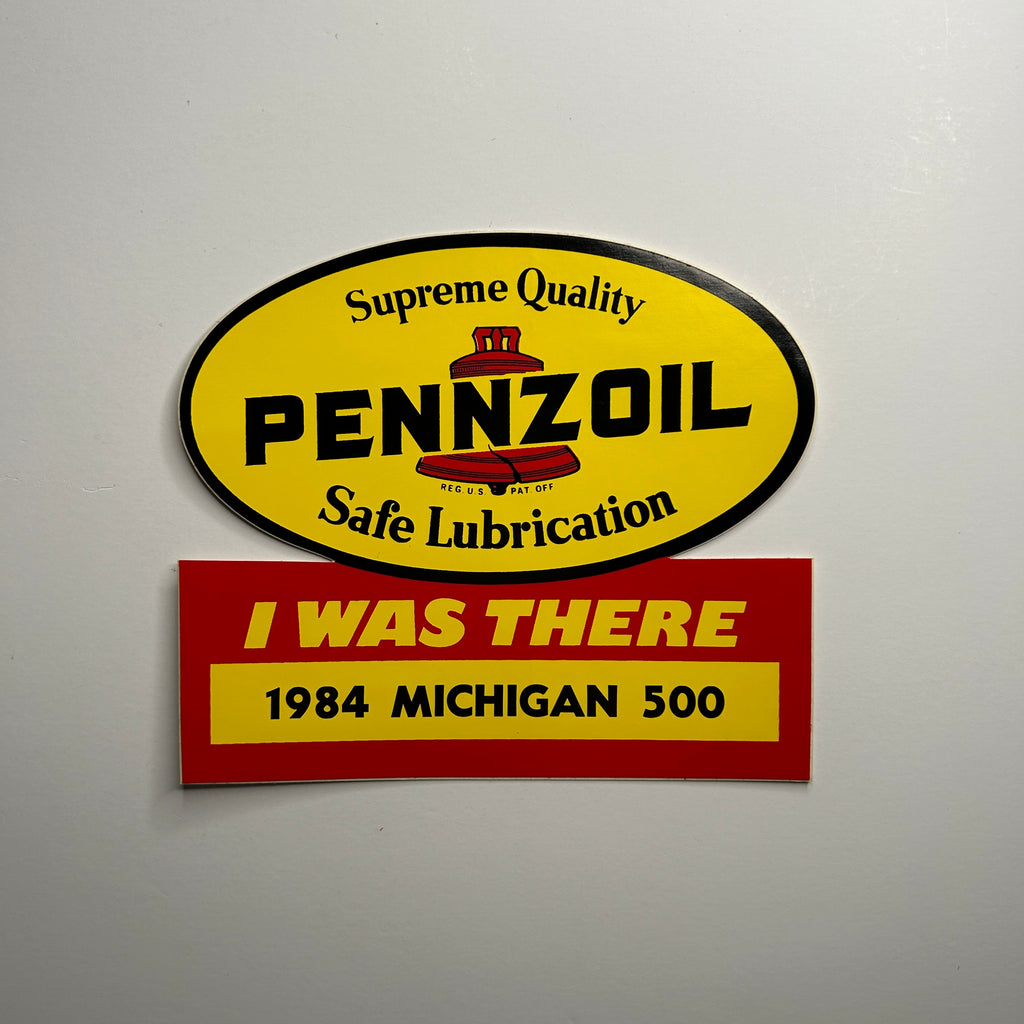 Original I Was There 1986 Michigan 500 Pennzoil Decal