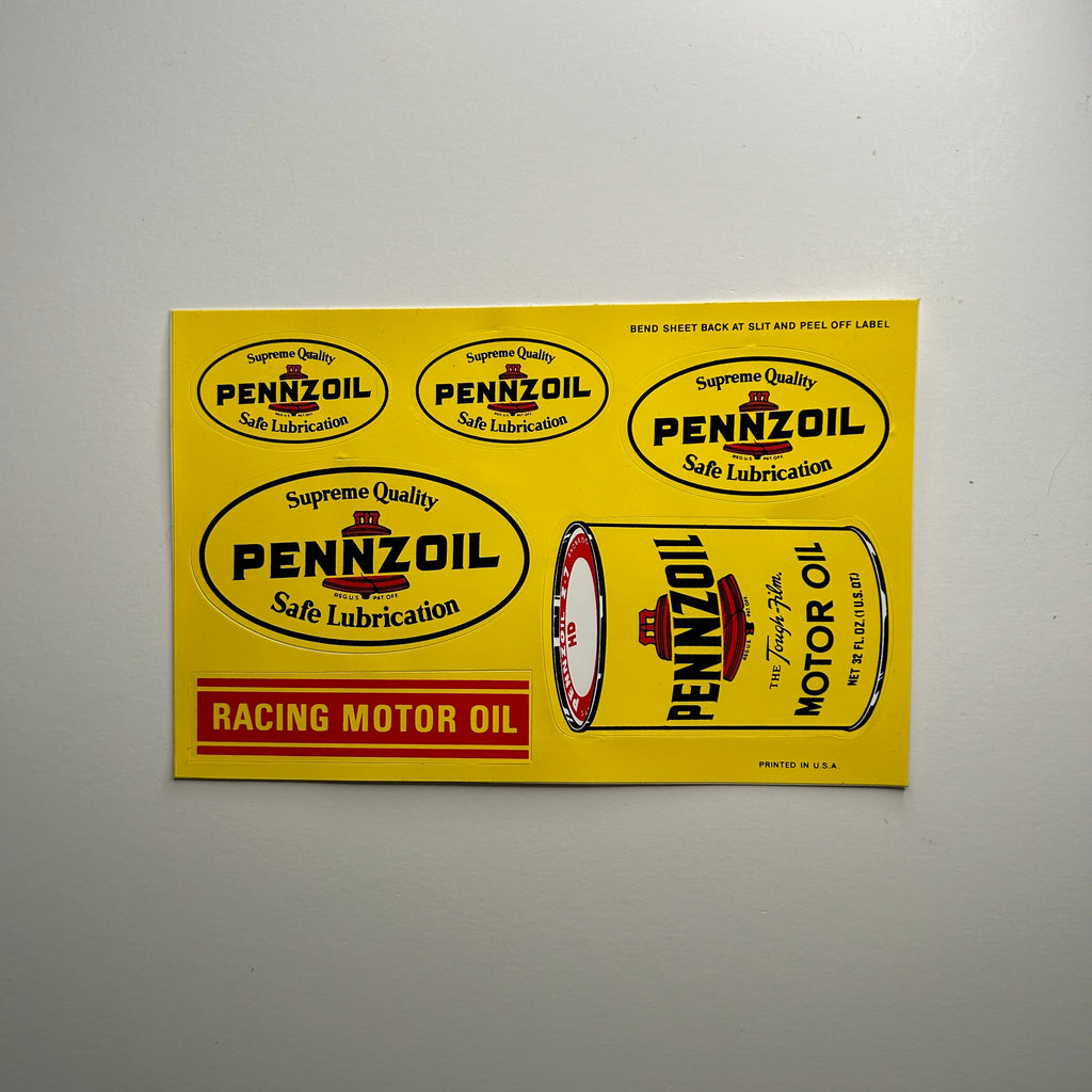 Original Pennzoil Motor Oil Decal Sheet