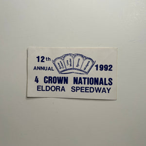 Original 1992 12th Annual 4 Crown Nationals Eldora Speedway Decal